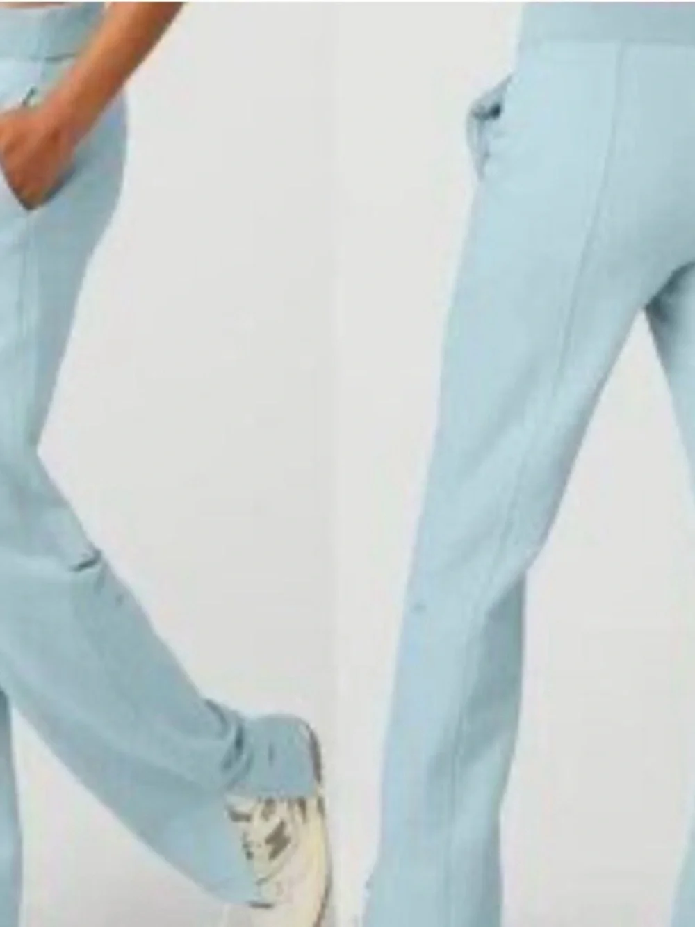 ALO Yoga Pale Blue High-Rise Straight Leg Track Pants
